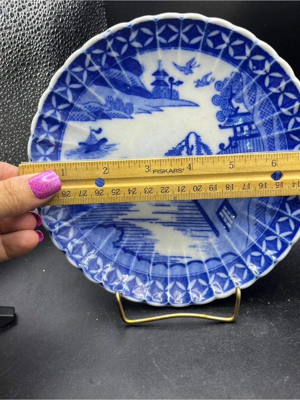 Antique Japanese Koransha Blue White Porcelain Plate 7